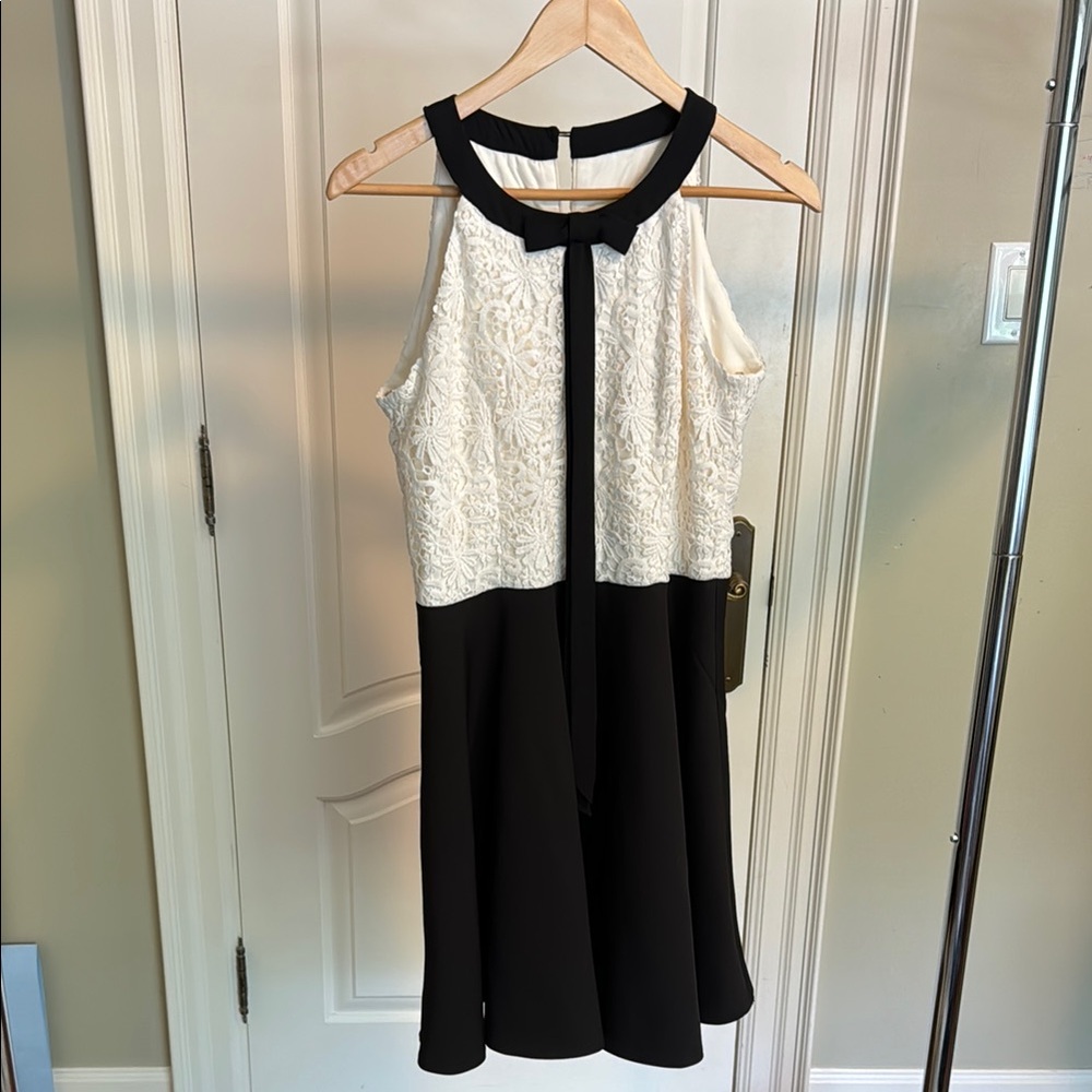 Elegant Black and White Halter Dress